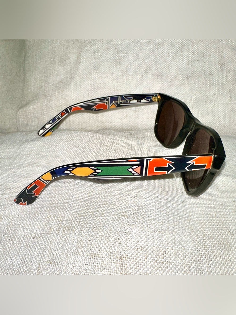 RETROSUPERFUTURE Black Graphic Temple Italian Designer Sunglasses